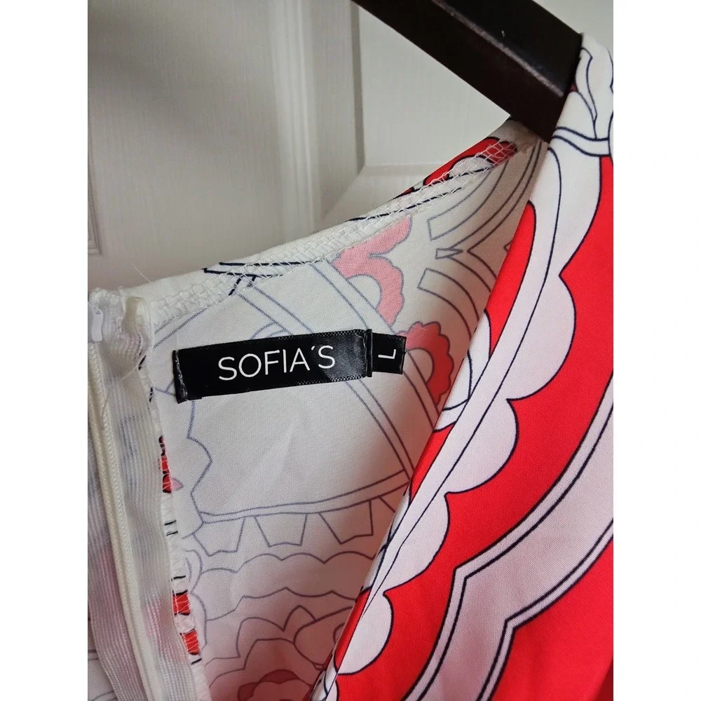 Women's Sofia's Floral Full Length Maxi Dress Size Large Red And White